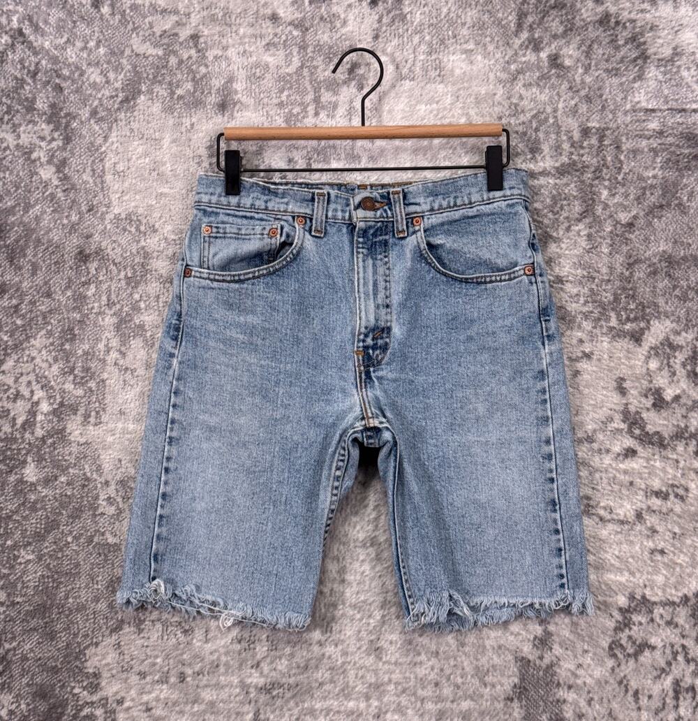 Vintage Levis Denim Shorts 29 in x 9 in Womens Made USA Cutoff Biker Bermuda